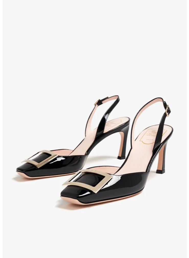 ROGER صندل روجر ترومبيت بكعب عالٍ مفتوح من الخلف مع إبزيم - أسود - Image 1